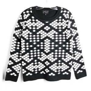 Romeo & Juliet sweater geometric pattern thick knit warm M medium op art black